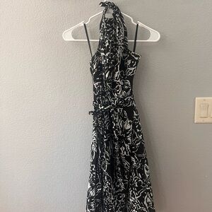 The Limited Black and White Ruffled Halter Sundress
